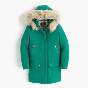 J.Crew Chateau parka in stadium-cloth, rare Heather Emerald color!